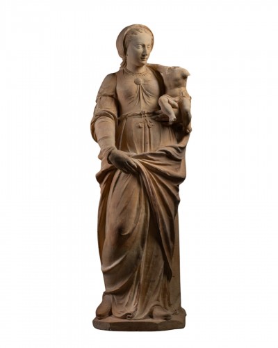 Vierge à l’Enfant en terre cuite, atelier du Mans vers 1580