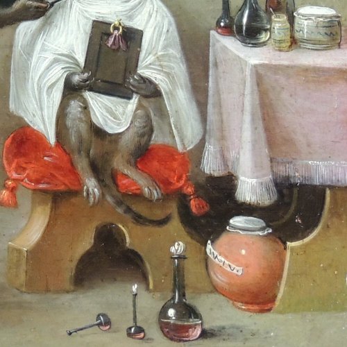 Ecole flamande XVIIe - Ferdinand Van Kessel – Le singe barbier - Galerie Thierry Matranga