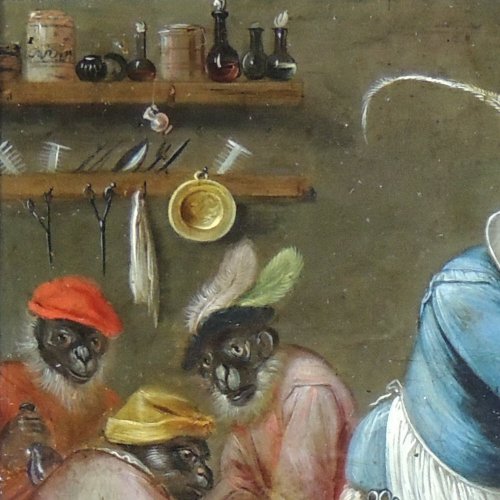 Flemish School XVIIth c - Ferdinand van Kessel - The barber monkey - 
