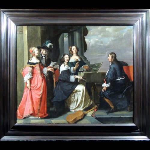Concert baroque en plein air – École hollandaise XVIIe siècle - Atelier Jan Mytens