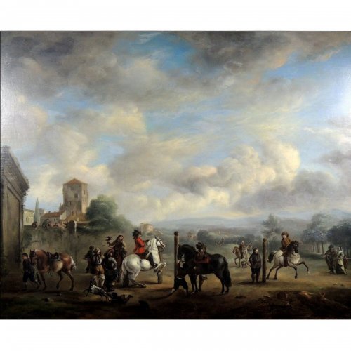 The riding academy - 16th century Dutch School - Philips Wouwerman Workshop