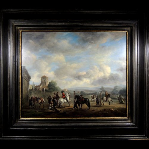 The riding academy - 16th century Dutch School - Philips Wouwerman Workshop - Paintings & Drawings Style 