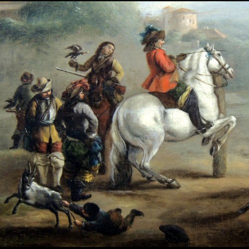 Tableaux et dessins Tableaux XVIIe siècle - Atelier Philips Wouwerman - L’Académie d’équitation – École hollandaise XVIIe siècle