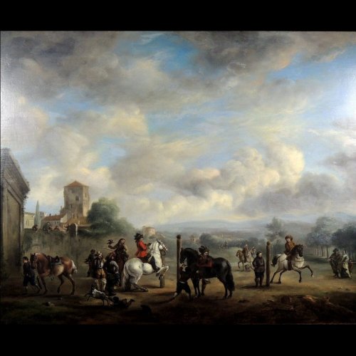 Antiquités - The riding academy - 16th century Dutch School - Philips Wouwerman Workshop