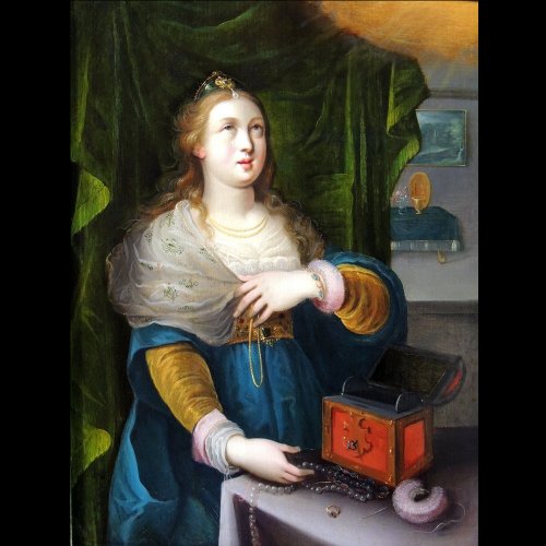 Marie Madeleine - Ecole flamande du XVIIe siècle, cercle Frans II Francken - Tableaux et dessins Style 