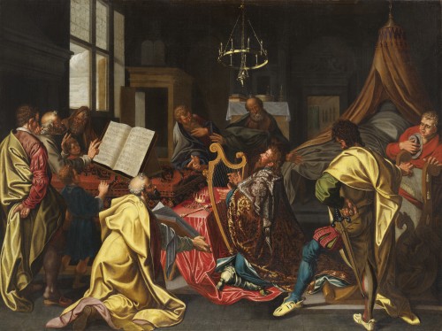 David jouant de la harpe - Ecole hollandaise vers 1600