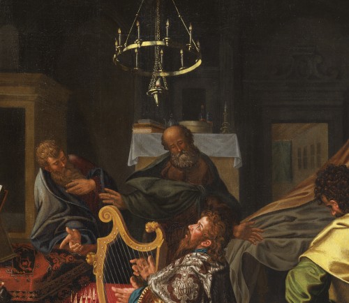 David jouant de la harpe - Ecole hollandaise vers 1600 - Renaissance