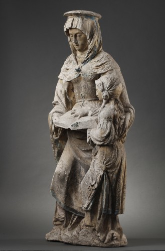 Sculpture  - The Virgin Education. Carved stone group, East of France before 1550