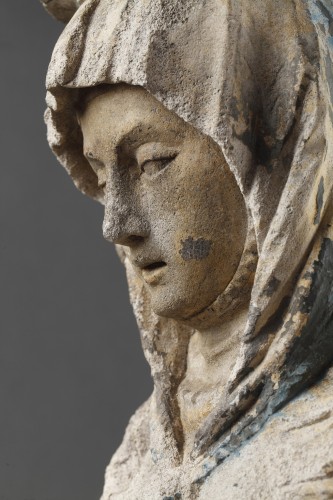 The Virgin Education. Carved stone group, East of France before 1550 - Renaissance