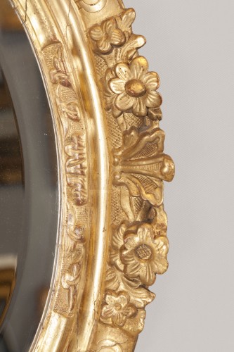 Miroirs, Trumeaux  - Miroir ovale d'époque Louis XIV