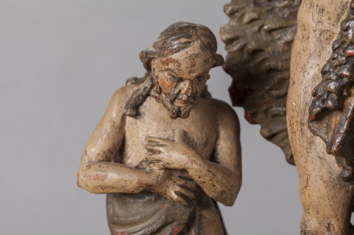 Sculpture Sculpture en Bois - La Baptême du Christ - Allemagne du Sud fin 17e siècle