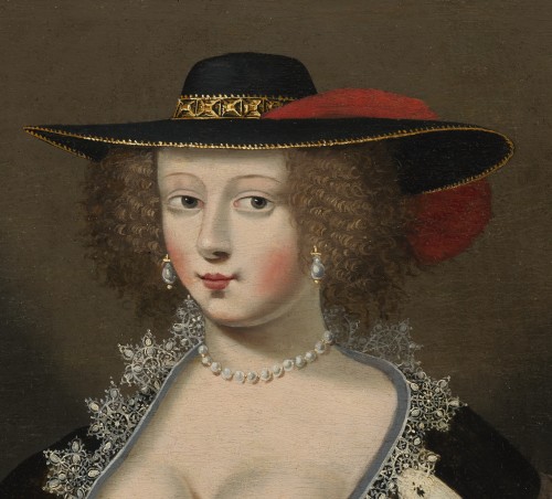 Dame au large chapeau – Atelier de Claude Deruet (1588 – 1660) - Tableaux et dessins Style 