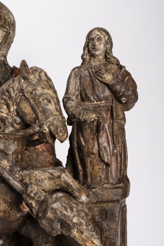 Sculpture Sculpture en Bois - Saint Georges terrassant le Dragon – France 16e siècle