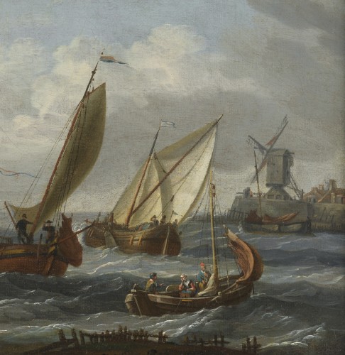 Tableaux et dessins Tableaux XVIIe siècle - Estuaire hollandais – Attribué à Abraham Storck (1644 – 1708)
