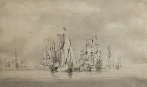 Armada sur mer calme - Willem Van de Velde II (1633 – 1707)