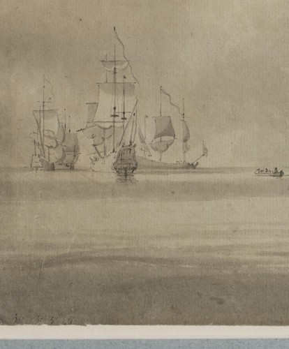 Armada sur mer calme - Willem Van de Velde II (1633 – 1707) - Galerie Thierry Matranga