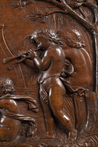 Triomphe de Pan – Bas-relief en noyer XVIIe siècle - Galerie Thierry Matranga
