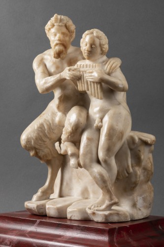 Pan et Daphnis - Groupe en albâtre du 16e siècle - Sculpture Style 