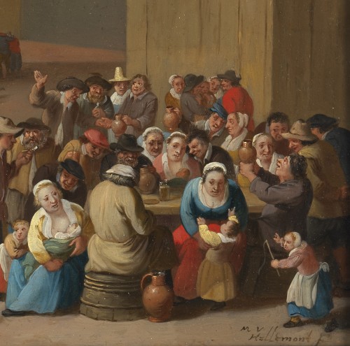 Peasant rejoicing - signed Mattheus van Helmont (1623 - 1679) - Paintings & Drawings Style 