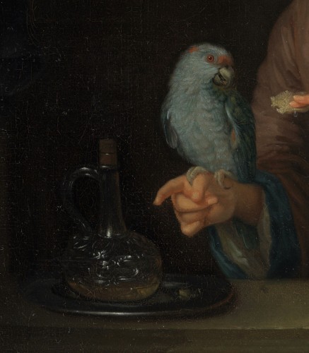 Lady with a Parrot - Attributed to Godfried Schalcken (1643 - 1706) - 