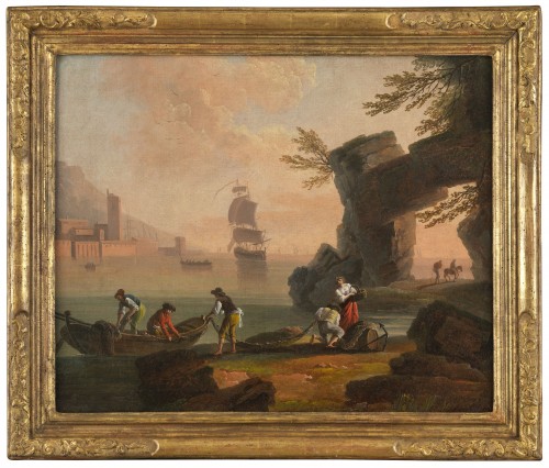 Retour de pêche au soleil couchant – Ecole de Joseph Vernet 18e siècle
