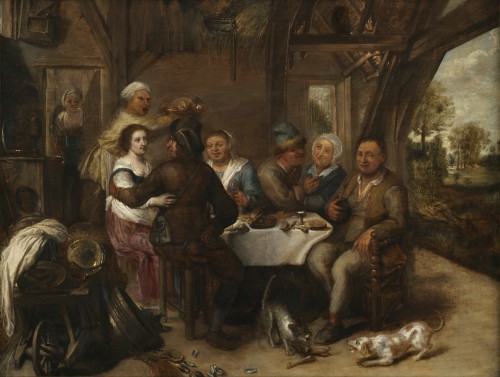 Repas paysan dans une taverne – entourage de David Ryckaert III (1612 – 1661) - Tableaux et dessins Style 