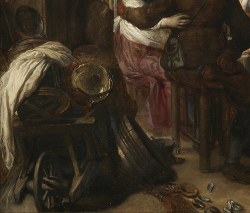 Antiquités - Repas paysan dans une taverne – entourage de David Ryckaert III (1612 – 1661)