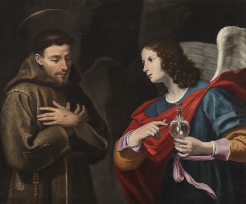 Paintings & Drawings  - Saint Francis and the Angel - Lorenzo Lippi (1606 - 1665)