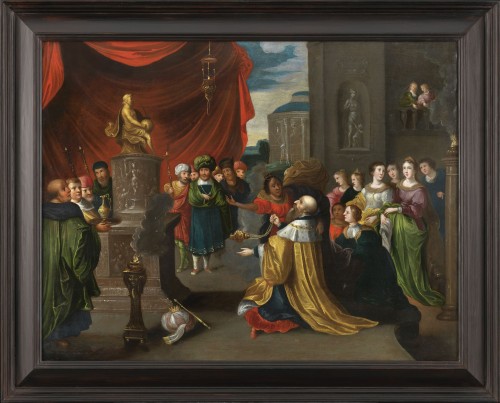 Idolâtrie du roi Salomon – attribué à Hieronymus Francken III (1611 – 1661) - Tableaux et dessins Style 