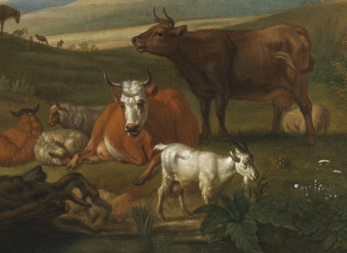 Tableaux et dessins Tableaux XVIIe siècle - Animaux au repos – Atelier de Nicolaes Berchem (1621 – 1683)