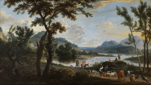 Paysage Italien – Attribué à Andrea Locatelli (1695 - 1741) - Tableaux et dessins Style 