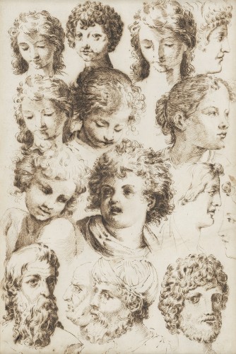 Etude de têtes – Giovanni Luigi Valesio (1583 – 1633) - Tableaux et dessins Style 
