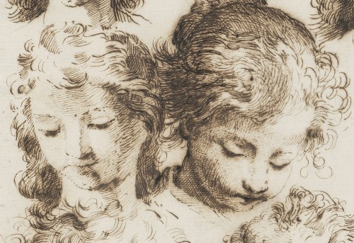 Tableaux et dessins Dessin, Aquarelle & Pastel - Etude de têtes – Giovanni Luigi Valesio (1583 – 1633)