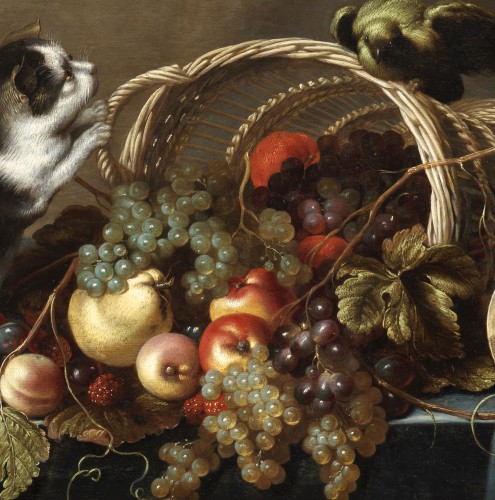 XVIIe siècle - Nature morte au chaton et au perroquet – Maître des chatons, milieu du XVIIe siècle