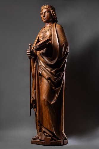 Sainte Catherine d’Alexandrie – Allemagne du Sud vers 1500 - Sculpture Style Renaissance