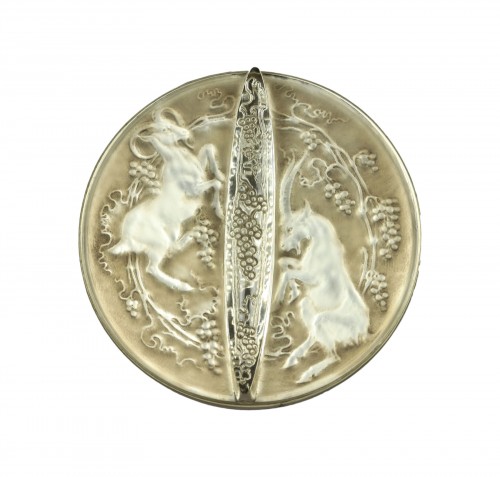 René Lalique (1860-1945) - Round mirror, Two Goats