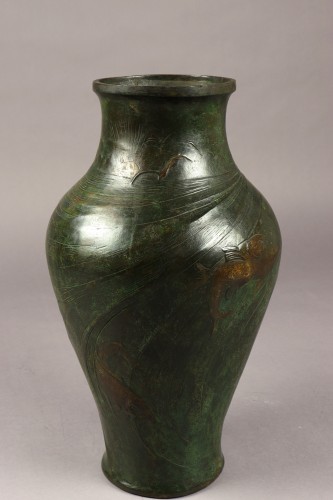 XIXe siècle - Vase en bronze à décor japonisant - Frédéric Brou (1862-1925)