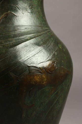 Vase en bronze à décor japonisant - Frédéric Brou (1862-1925) - Art nouveau