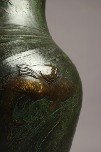 Art nouveau - Bronze vase by FrédFrédéric Brou (1862-1925)