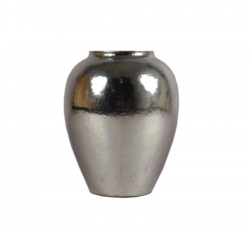 Silvered metal vase - Jean Després (1889-1980)