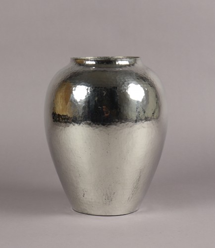 Silvered metal vase - Jean Després (1889-1980) - Antique Silver Style Art Déco