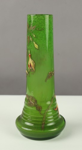Verrerie, Cristallerie  - Emile Gallé - Vase à décor de fleurs émaillées
