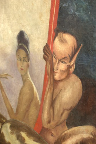 Eve au miroir, paravent par Jean-Gabriel Domergue - Années 50-60