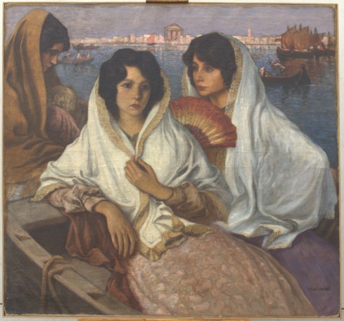 Young women in a gondola in Venice - Charles Martel (1869-1922)