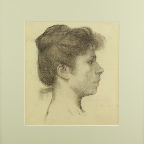 Profile of a woman by Armand Rassenfosse (1862-1934) - Paintings & Drawings Style Art nouveau