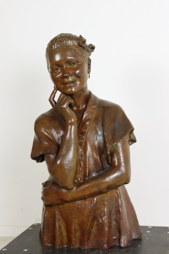 Buste de jeune créole par Albert César Cappabianca - Sculpture Style Art Déco