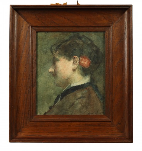 Portrait of a young woman by David Oyens (1842-1902) 