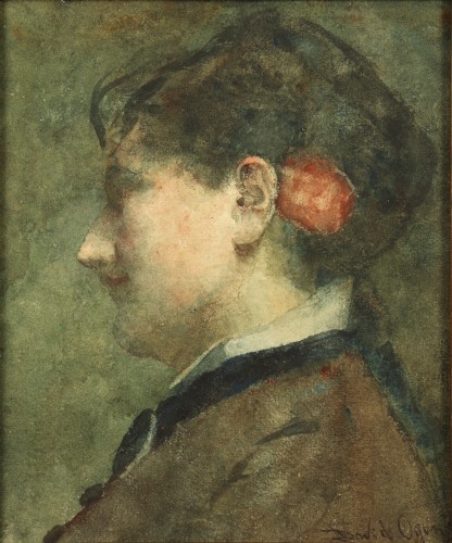 Paintings & Drawings  - Portrait of a young woman by David Oyens (1842-1902) 