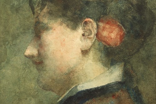 Portrait of a young woman by David Oyens (1842-1902)  - 