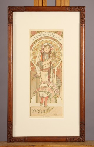 Alphonse Mucha - Menu of the Bosnian Pavilion for the 1900 Universal Exhibition - Engravings & Prints Style Art nouveau